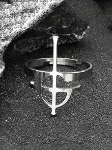 神秘十字架幽灵 BC 无名戒指 女士不锈钢食尸鬼摇滚乐队教皇名誉教皇面具指环