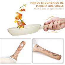 Juego de 3 Sartenes con Recubrimiento Antiadherente, Sartén Antiadherentes de Granito Blanco, Libre de PFOS y PFOA, Apto para todas las estufas (20 cm y 24 cm y 28 cm) - 3 - Ver 5