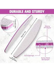 Bộ dũa và đánh bóng móng tay 100/180 grit, dụng cụ làm móng chuyên nghiệp hai mặt, thích hợp cho móng acrylic. - Hồng - Xem 6
