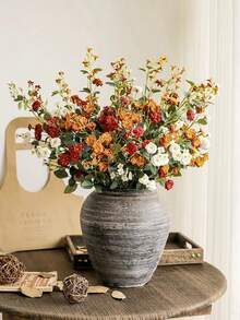 Buquê de rosas artificiais 3/5 peças, flor artificial de rosa/margarida laranja de outono, decoração de casa em estilo boêmio, adequado para casamentos, buquês de noiva, aniversários, arranjo de flores em vaso faça você mesmo, artigos para festas de fim de ano, decoração de quarto de fazenda de outono | Ação de Graças, Festival da Colheita, decoração de Halloween | Plantas artificiais