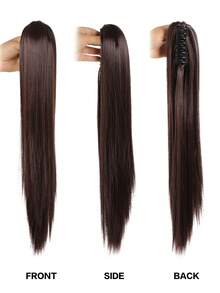 24 Inch Long Straight Ponytail Hair Extensions Synthetic Fake Pony Tails Hairpieces Clip In Ponytail Extension For Women Girls Daily - Multicolor - View 4