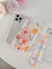 Summer Phone Case Twisted Wave Edged Minimalist Elegant TPU Floral, Lemon, Starfish, Shell, Orange Painted Shockproof Phone Case, Includes Handmade Beaded Bracelet Accessory, Compatible With IPhone 16/11/16pro/16plus/16promax/16e/15Promax/13/14/12/XS/XR/7G/8PXR /7/8, IPhone 15 Promax, Apple 13, 14, 11 Soft Case, IPhone 12/14 Twisted Wave Edge Painted TPU Shockproof Soft Case - Multicolor - View 6