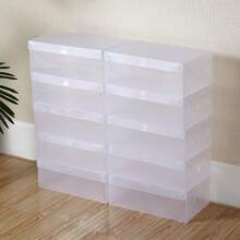 20X Clear Plastic Shoe Storage Boxes Drawer Stackable Foldable Organiser Durable - Clear - View 7