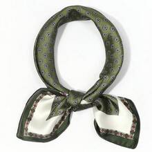 1 pieza Pañuelo redondo con estampado floral de moda versátil para hombres, pañuelo multifuncional para la cabeza para salir, fiestas, accesorios para citas - Verde Oscuro - Ver 5