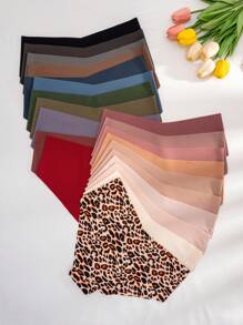 21pcs/Pack Women's Solid Color Self Adhesive Comfortable Bikini Briefs