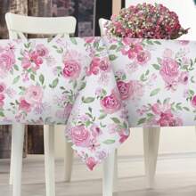 1pc Spring Floral Tablecloth, Washable Seasonal Cherry Blossom Tablecloth Suitable For Living Room, Dining Room, Dinner Party, Picnic, Home Decor
