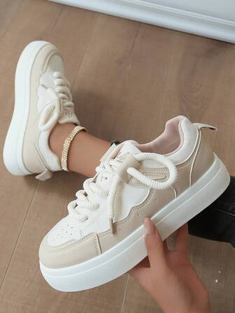 Fashionable Versatile Casual Contrast Color Thick Sole Sneakers