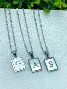 1pc Personalized Initial Necklace Stainless Steel Non Tarnish Women Letter Necklace
