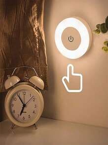 Luce notturna magnetica rotonda con porta di ricarica USB di tipo C, interruttore touch, lampada LED a 3 colori, ideale per camera da letto e corridoio - controllo touch facile, alimentata USB, luce notturna per camera da letto | Lampada elegante | Luce ricaricabile USB, Lampada USB