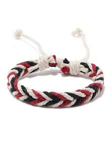 1 pieza Brazalete de pareja de cordón de cera, tejido a mano, estilo estudiantil minimalista casual y retro, apropiado para uso diario, regalo para amigos y familiares - Multicolor - Ver 18