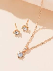 5件套优雅女士婚礼首饰套装 - 金黃色 - 查看 3