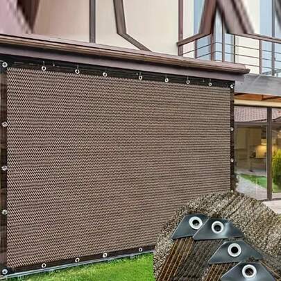 1 tấm vải che nắng 90% màu cà phê Lưới che nắng Lưới che nắng thích hợp cho sân vườn, mái che nắng cho cây, nhà kính, nhà lều ngoài trời, bãi cỏ, vải che nắng thích hợp cho chuồng chó, chuồng gà, dễ treo hơn