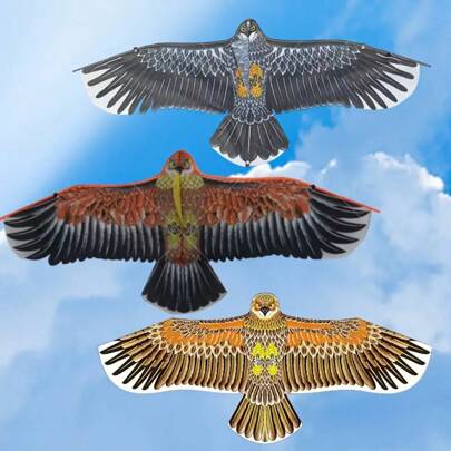 Dessa färgglada Eagle-drakar med en 50 meter lång draklina är perfekta för strand-, park- och gårdsäventyr! Tillverkade av polyester, de är lätta och enkla att bära!