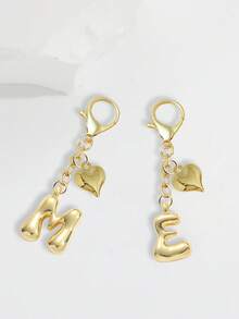 A-Z字母钥匙扣 - 精致金色金属字母钥匙圈，配有龙虾扣和心形装饰，采用耐用锌合金材质，适合度假、约会、海滩、购物、通勤、学习等各种场合，完美搭配钱包、耳机盒、背包和车钥匙 - 理想的生日礼物和钥匙配件 | 精致钥匙扣 | 金属钥匙扣，春夏最佳搭配 - 金色 - 查看 6