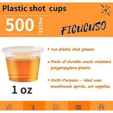 [500 unidades - 1 onza] Vasos de chupito de plástico, tazas para gelatina de chupito, desechables para baño, espresso, enjuague bucal, sin tapas - Blanco - Ver 2