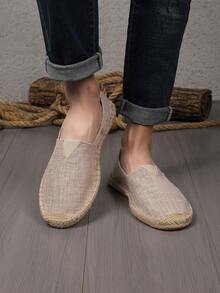 男士乐福鞋 Espadrille 休闲帆布鞋 编织透气布艺鞋 草编防滑渔夫鞋 绣花麻底鞋 白/黑/绿/蓝 休闲一脚蹬鞋 (注：脚宽请选大一码，麻绳鞋底比较硬，手工工艺比较粗糙) Old Money - 淺棕色 - 查看 5
