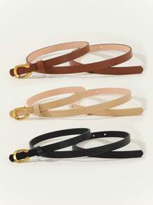 3pcs/Set Leopard Print Letter U-Shape Alloy Buckle Women Skinny Belts, Versatile For Casual, Business, Date, Party, All Season Summer, School Fall, Autumn, Halloween