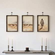 3 piezas Pósteres cristianos de la oveja perdida de Jesús, arte de pared en estilo de ilustración moderna para decoración del hogar, con marco opcional - Multicolor - Ver 6
