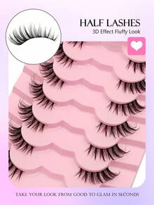 Asiteo 7 Pairs Criss-Cross, Fluffy, Cat Eye Style False Eyelashes - Natural Look, Reusable, Suitable For Daily Use - Natural Lashes - View 3
