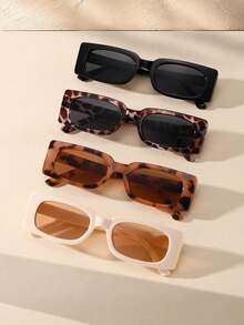 1/2/3/4/6件女士小方框可爱浅黄色、粉色、绿色校园旅行时尚眼镜套装 - 4件(多色) - 查看 2