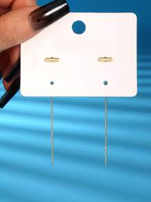 Nooxian 1 paire de boucles d'oreilles à franges en cuivre avec élément de colonne minimaliste à un mot, à la mode pour femmes - jaune d'or - Voir 4