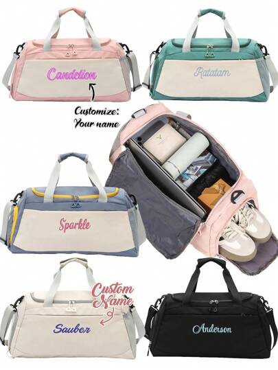 1pc Personalized Multi-Functional Travel Bag For Women, Wet-Dry Separation Fitness Bag, Portable Yoga Bag, Attachable To Suitcase, Fashionable Shoulder Bag With Customizable Embroidery, Foldable Carry-On Bag With Large Capacity And Shoe Compartment, Ideal For Daily Use, Gifts For Mother, Friend, Christmas, Valentine's Day, Mother's Day, Teacher's Day, Nurse's Day, Birthday,School Supplies,Back To School,School Gift,For Office,For School,For Classroom,For Teacher Gifts,For University,For Colleague,For Dorm Rooms,For Teacher,For Boys And Girls,For Teenagers,Junior High School Students,Middle School Students,High School Senior High School Students,College Students,University Students,Freshman,Sophomore,Underclassmen,New Year Glamour
