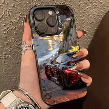 Stylish Sports Car Pattern Mobile Phone Case, Compatible With Apple 16Promax 16Pro 16Plus 16 15Promax 15Pro 15Plus 15 14Promax 14Pro 14 13Promax 13Pro 13 12Promax 12Pro 12 11Promax 11Pro 11, Fashionable Mobile Phone Shock Cover - 黑色 - 查看 2
