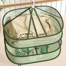 1件家用晾衣篮双折叠网状晾衣篮衣服晾晒篮晾衣网毛衣内衣网晾衣架袜子晾晒篮晾衣网平板晾衣架多功能网状干衣机适用于各种衣服晾衣架 - 彩色 - 查看 7