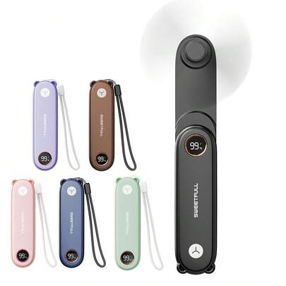sweetfull 1pc Portable Handheld Mini Fan With LED Light, Rechargeable Folding Travel Fan, Portable Pocket Fan, Small Desktop Fan, Flashlight, Hand Personal Fan Suitable For Travel And Outdoor Summer Cooling,Beach,Travel