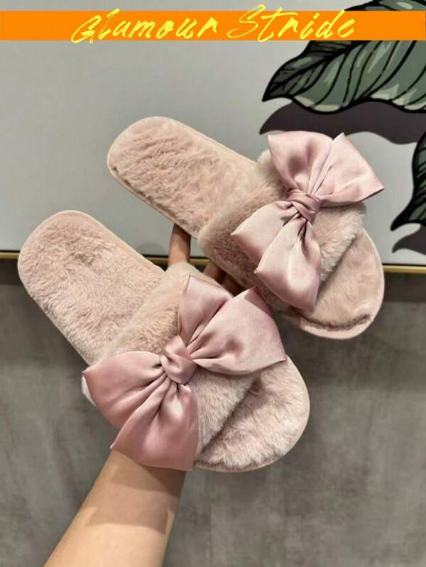 Elegantes pantuflas de mujer con lazo de terciopelo rosa para Día de San Valentín, fiestas y el hogar. Color rosa, negro, suela antideslizante de TPR de alta calidad y durable. Un poco costosas pero cuídate a ti misma, te amo (520), pantuflas para el Día de San Valentín