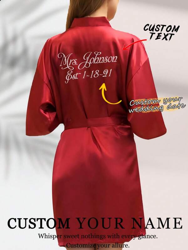 Pijamas y camisones personalizados para mujeres, con nombres personalizados de la novia y el novio, fechas de boda personalizadas, texto personalizado, batas de novia de satén y camisones cómodos, regalos especiales para novias, mejores amigas, novias, vacaciones, perros, coloridos, lindos, adorables, contratados, divertidos, personalizados, únicos, personalizados, regalos ideales para él, regalos ideales para ella, novio, novia, familia, amigos, ella