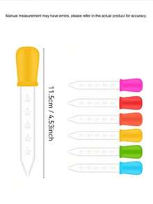 5ml Silicone Liquid Pipette Dropper, Transparent Medicinal Dropper Suitable For Medication, School Experiments, Candy Molds, Gummy Bears, Gelatin Makers, Petroleum Science, Crafts Projects, Transfer Liquids, Medicines, Eye/Ear Drops, Scientific Laboratory Use,School Supplies,Back To School - Multicolor - View 3