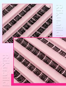 130pcs Fluffy Cluster False Eyelashes, D Curl, Soft & Reusable, Segmented Single Lashes, DIY Cluster Eyelash Extension, 8-16mm Mixed, Natural Thick Individual Lashes, Makeup Tools - 黑色 - 查看 4