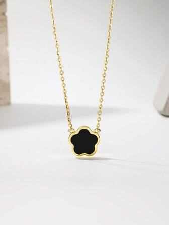 925 Silver Simple & Classic 5-Leaf Flower Pendant Necklace, Daily Wear & Holiday Gift For Youth