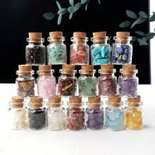 1 Peça Garrafa de Desejo de Pedras Preciosas de Cristal Curativo Natural, , Quartzo Rosa, Ametista, Garrafa à Deriva, Presentes de Casa para o Natal