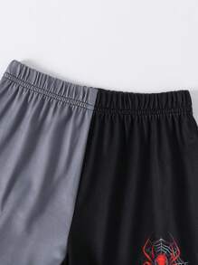 Set de 2 piezas de camiseta sin mangas y shorts estampados con diseño de araña, de estilo deportivo y casual, para niños pequeños, para verano