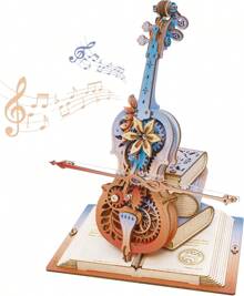 Robotime Rompecabezas 3D de piano y violonchelo mágico de Robotime para adultos, rompecabezas 3D de madera para adultos, rompecabezas de caja de música de madera para armar, regalo de Navidad y cumpleaños, kits de construcción para aficionados.