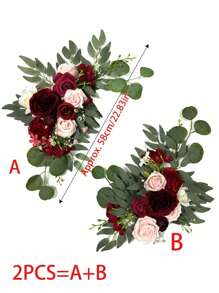 2pcs-Outdoor Wedding Arch Flowers, - Wedding Arch - Mr. & Mrs. - Artificial Dusty Roses Wedding Flowers For Wedding Welcome Sign Decorations And Wedding Ceremony Reception - Outdoor Arch Garland (Multiple Styles)