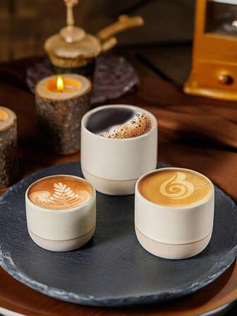 1pc粗陶意式浓缩咖啡杯复古陶瓷功夫茶杯老板茶杯办公室家用水杯返校