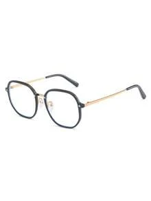 1 件女士方形 TR 镜框金属腿休闲透明镜片眼镜 - 黑色 - 查看 5