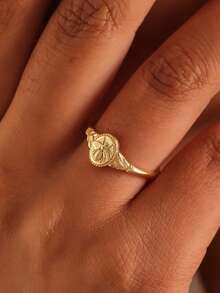 1pc Vintage Bee Design Gold-Tone Plated Knuckle/Midi Ring, Fashionable Unique Small Jewelry For Women, Suitable For Daily Wear - Bee Ring - View 1