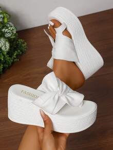 Women's Platform Thick Sole Preppy Bohemian Bow Decor Casual Vacation Fashion Sandals