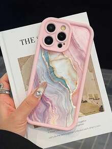 大理石纹彩绘凹面粉色加厚防震穿孔简约手机保护壳，适用于 的 Redmi 10、Redmi Note 11 4G、Redmi 11 Lite、A53、TPU A14/A23/S23 Ultra、S24、A14、A15、S23、A73、Redmi 手机壳防水防摔防刮