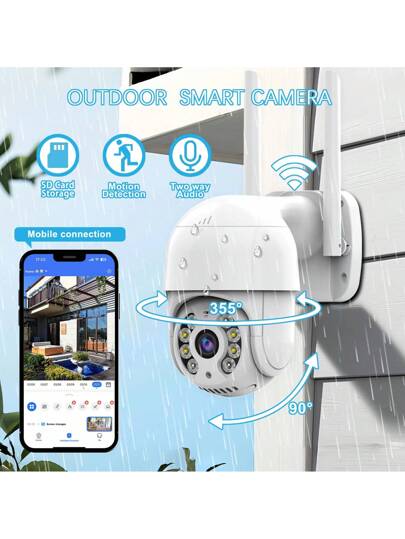 [High Definition Night Vision] 360° Rotating Wireless Security Camera, 1080P Way Audio AI Human Detection, Home/Business Indoor/Outdoor Waterproof Surveillance
