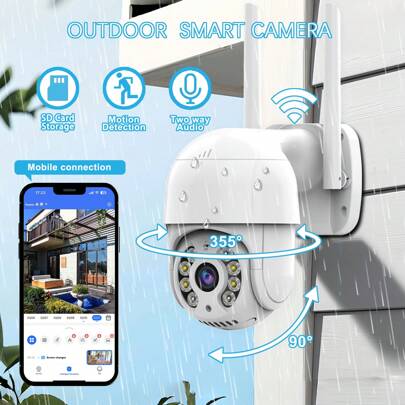 [High Definition Night Vision] 360° Rotating Wireless Security Camera, 1080P 2-Way Audio + AI Human Detection, Home/Business Indoor/Outdoor Waterproof Surveillance