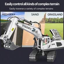 Channel 17 Remote Control Excavator Toy For Boys, Equipped With Metal Bucket/Spray/Light/Sound, 2.4Ghz Remote Control Bulldozer, Remote Control Stunt Construction Vehicle Toy Gift - Multicolor - View 5