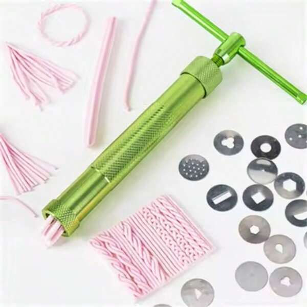Fondantpers, kleisnijder, klei-extruder met 20 tips, taartdecoratieset, suikerpasta-extruder voor brood en cake