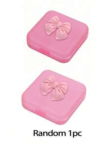 1pc Bow-Knot Decor 4-Compartment Mini Medicine Organizer Box, DIY Travel Portable Cute Small Pill Case For Home, Travel, Living Room, Bedroom, Bathroom Storage, Suitable For Family, Travel, Wedding, Party, Birthday, Mother's Day, Father's Day, New Year, Accessory, Interesting Gift, Valentine's Day Gift, Self-Adhesive Assembly Required - Multicolor - View 12
