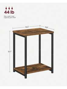 Side Table, Bedside Table, End Table With Storage Shelf, Steel Frame, For Living Room, Sitting Room, Bedroom, Industrial, Rustic Brown And Black - Retro Color - View 5