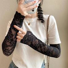 1pc Summer Lace Arm Sleeve Cover UV Protection Cuff, Women Scar Concealer, Breathable Mesh Hole Sun Block Arm Sleeve